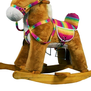 راکر اسب کودک چوبی قهوه ای روشن -اسباب بازی